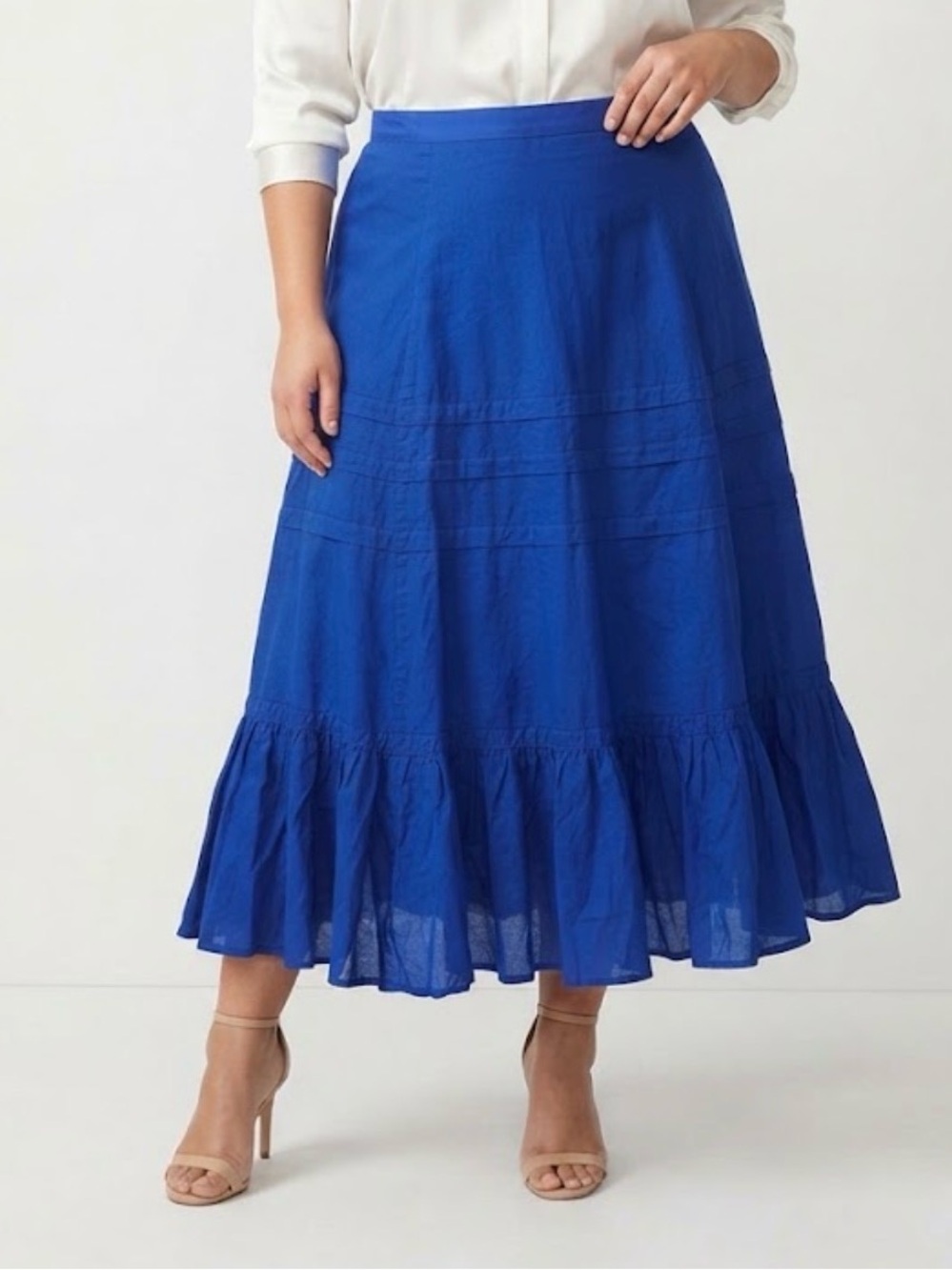 Ralph Lauren Cobalt Blue Maxi Skirt with Ruffle Hem